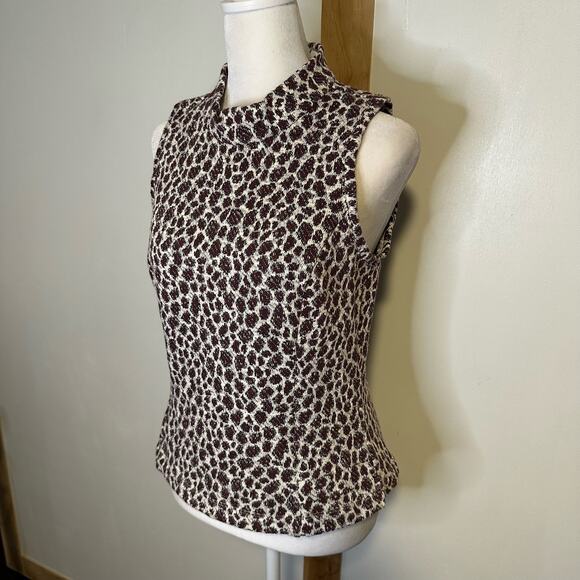 Akemi + Kin Anthropologie cream & maroon pattern sleeveless knit top size S - Picture 3 of 12
